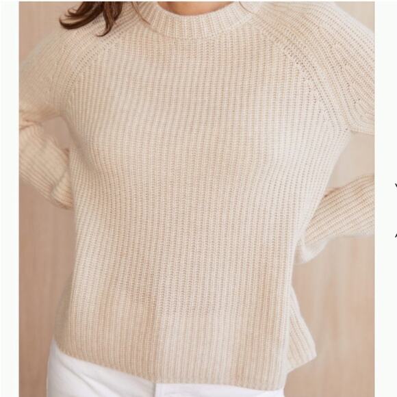 Jenni Kayne Women’s Cashmere Fisherman Sweater Large Oatmeal Knit Pullover - Picture 8 of 16